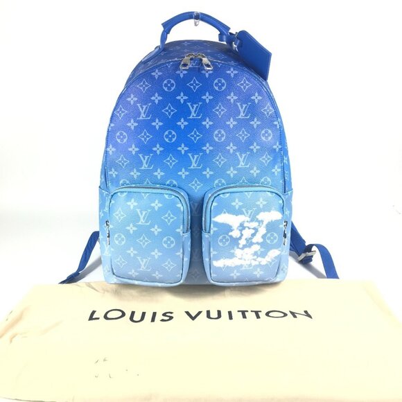 LOUIS VUITTON M45441 Monogram Clouds Multi-Pocket Backpack, Leather, Men's, Blue - Picture 2 of 16
